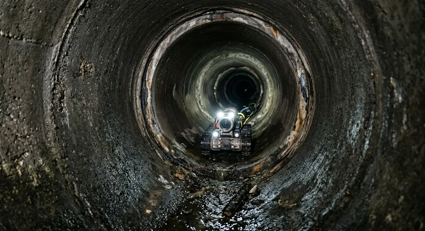 Robotic sewer camera inspecting pipe interior for Drain Snake Service in Greendale